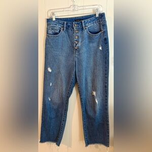 SINCERELY JULES Button Fly Women's Blue Distressed Jeans, Size 5/27
